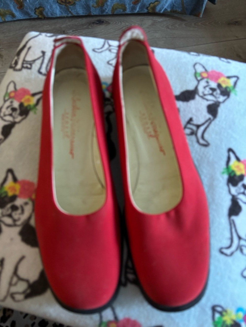 Salvatore Ferragamo Red Satin Ballet Flats 9.5 Fits Small